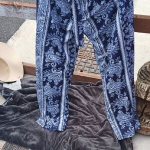 Navy Paisley Women's Trousers